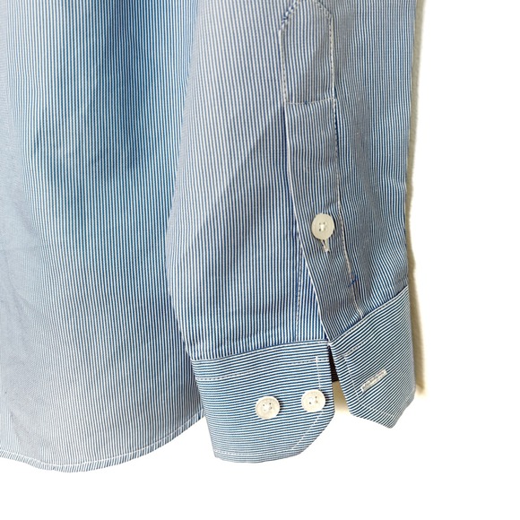 Armani Collezioni Men Striped Dress Shirt Blue White Italy Size 42 17 - Picture 7 of 7